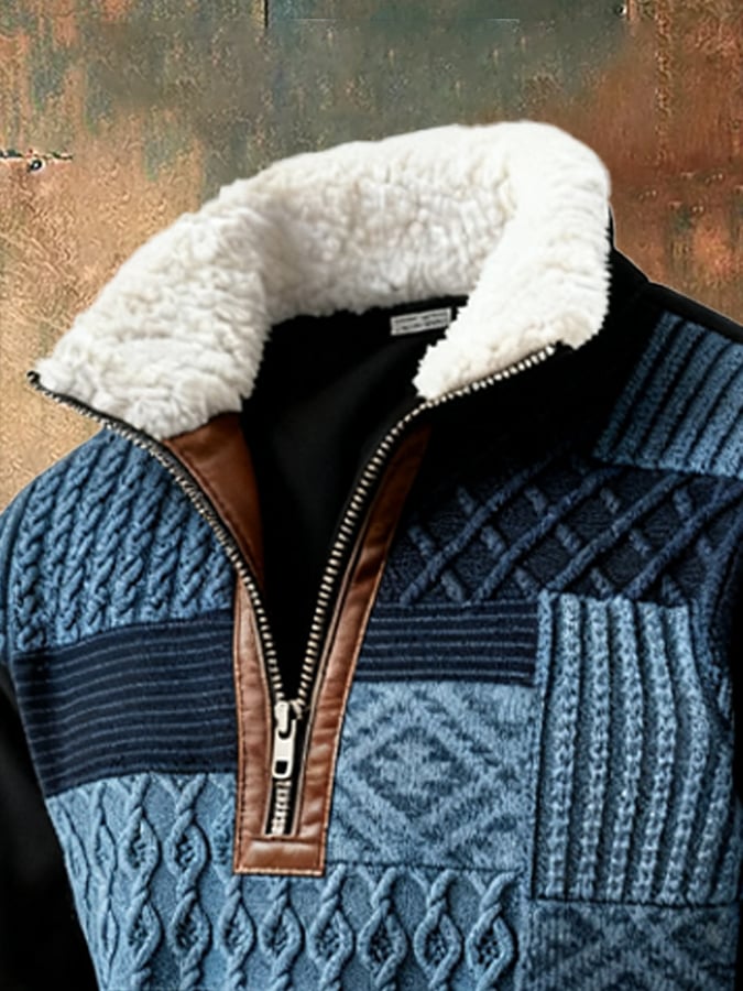 סוודר רטרו רחב אבוט בעיצוב בלוקי צבעים