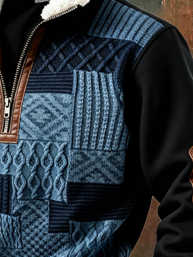 סוודר רטרו רחב אבוט בעיצוב בלוקי צבעים